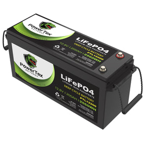 Powertex 12V 200Ah LiFePO4 deep cycle battery for RV and solar storage