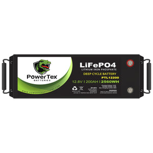 Powertex 12V 200Ah LiFePO4 deep cycle battery for RV and solar storage