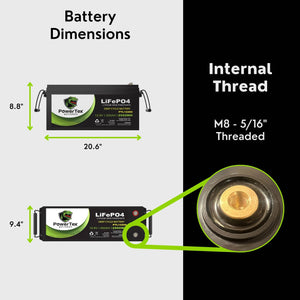 Powertex 12V 200Ah LiFePO4 deep cycle battery for RV and solar storage