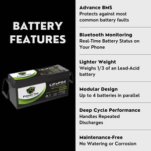 Powertex 12V 200Ah LiFePO4 deep cycle battery for RV and solar