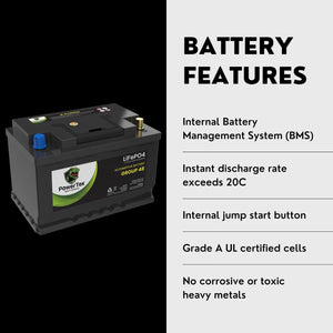 2022 Ford Edge L4 2.0L Replacement Car Battery BCI Group 48 Lithium LiFePO4 Automotive Powertex Battery
