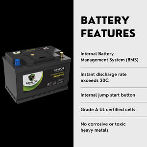 2022 Jeep Wrangler V8 6.4L Replacement Car Battery BCI Group 48 Lithium LiFePO4 Automotive Powertex Battery