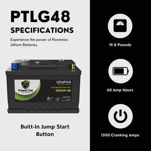 2023 Audi A4 L4 2.0L Replacement Car Battery BCI Group 48 Lithium LiFePO4 Automotive Powertex Battery