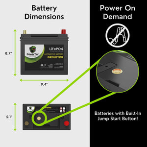 Powertex Batteries BCI Group 51R Car Automotive LiFePO4 Lithium Iron Phosphate Battery