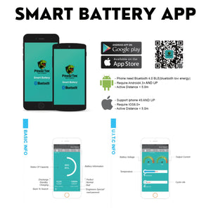 PowerTex Batteries 12V 300Ah Bluetooth Lithium Iron Phosphate LiFePO4 LFP Deep Cycle Rechargeable Battery