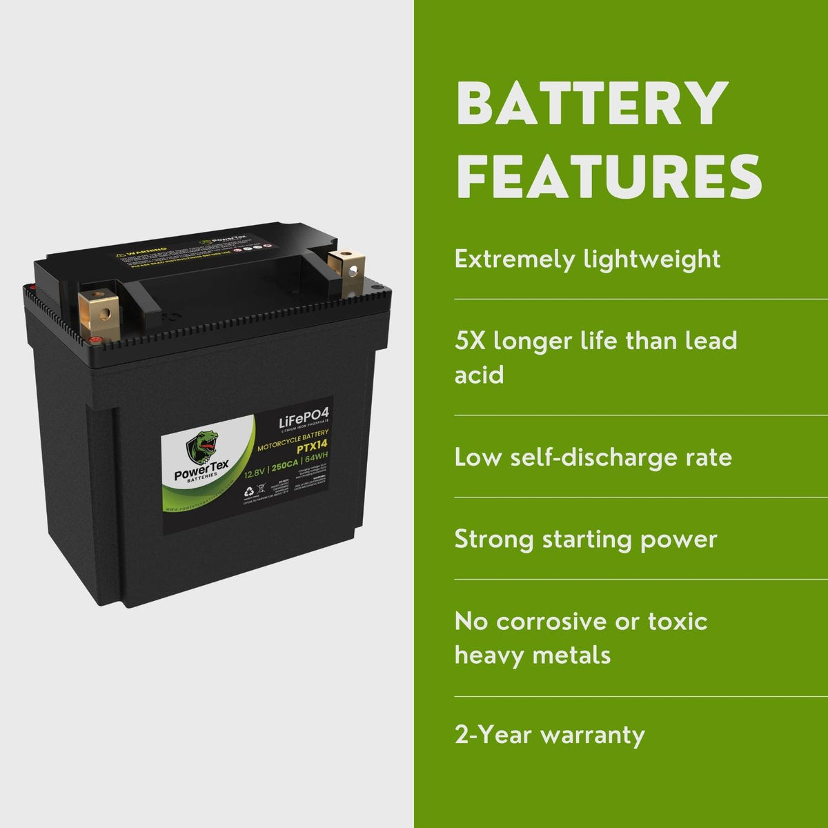  Lithium Motorcycle Battery YTX14-BS 12V Lithium