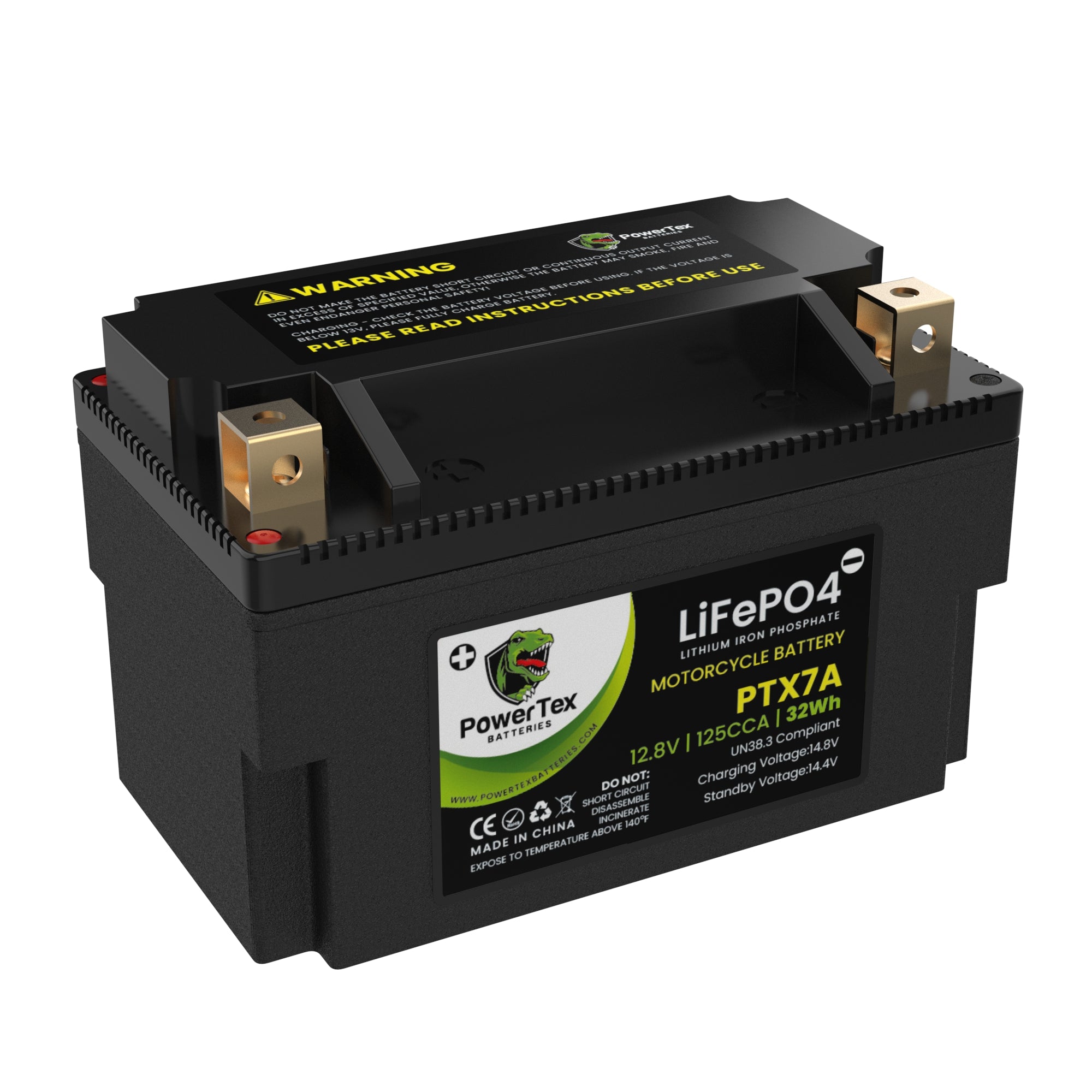 PowerTex YTX7A-BS LiFePO4 Lithium Iron Phosphate Motorcycle Battery