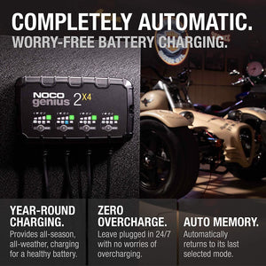 NOCO GENIUS2X4 4-Bank 8-Amp (2-Amp Per Bank) Fully-Automatic Smart 6V And 12V Battery Charger Charger NOCO