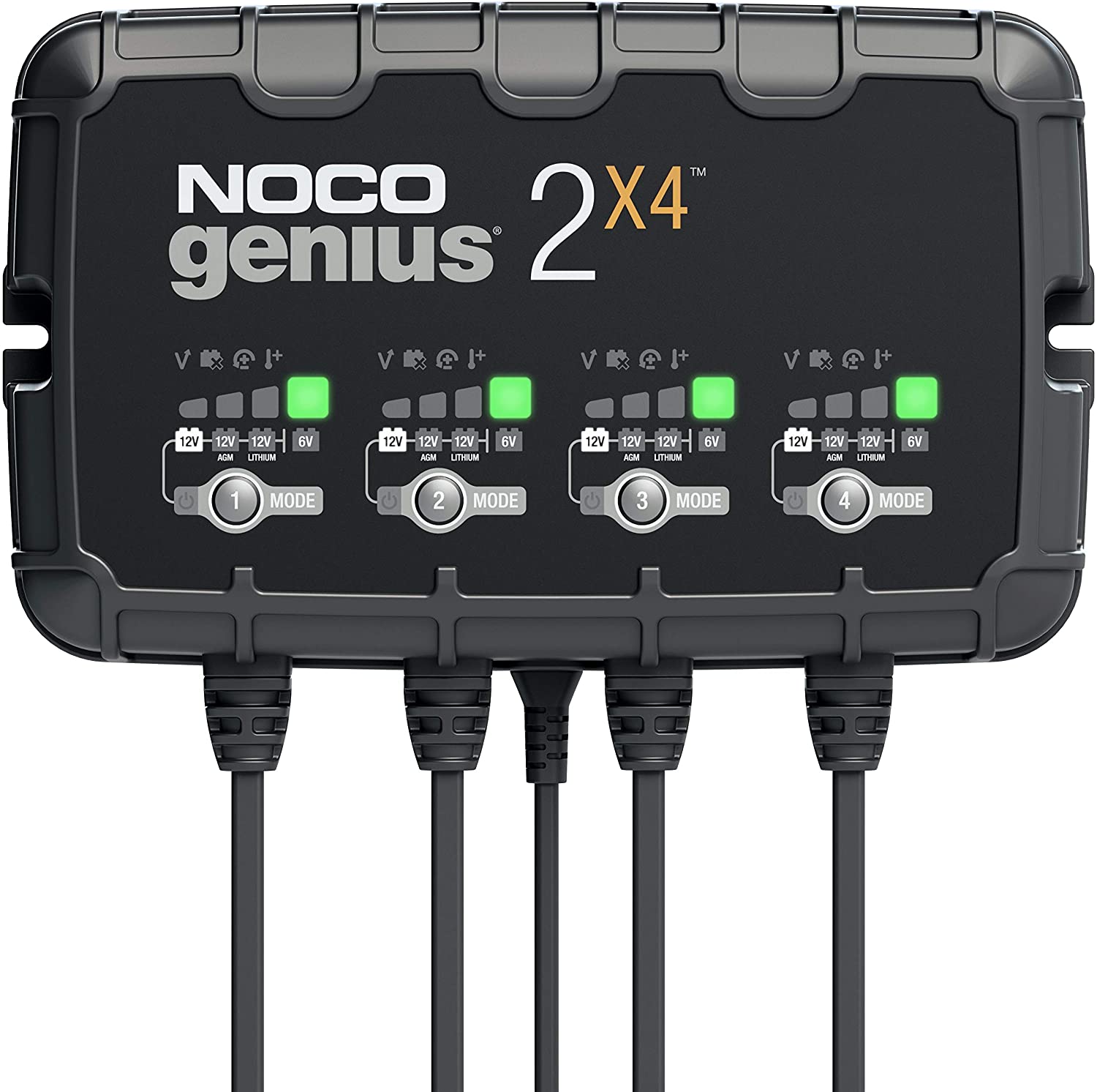 NOCO GENIUS2X4 4-Bank 8-Amp (2-Amp Per Bank) Fully-Automatic Smart 6V And 12V Battery Charger Charger NOCO