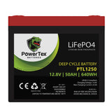 PowerTex Batteries 12V 50Ah LiFePO4 Lithium Iron Phosphate Battery