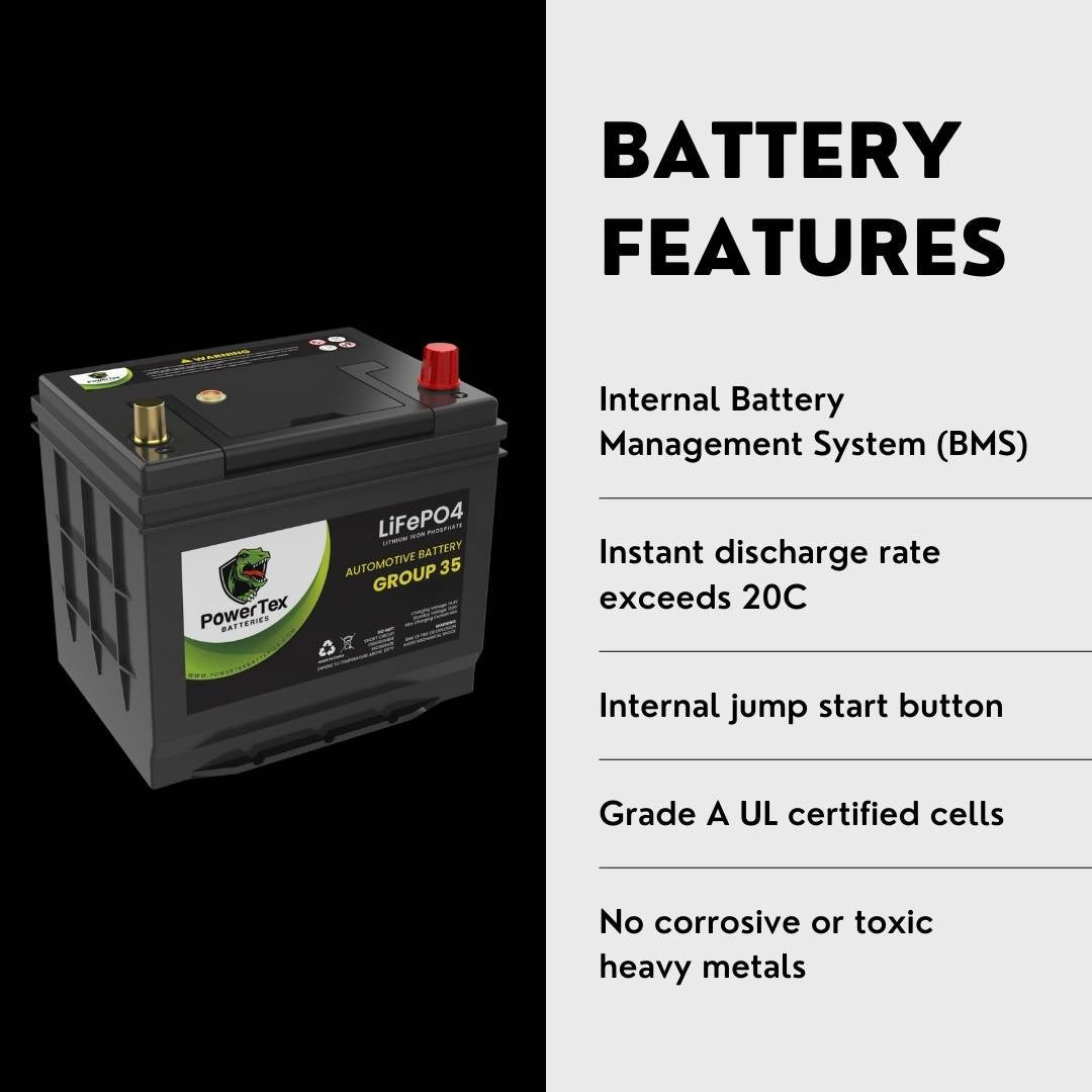 2009 Nissan Rogue Car Battery BCI Group 35 / Q85 Lithium LiFePO4 Automotive Battery