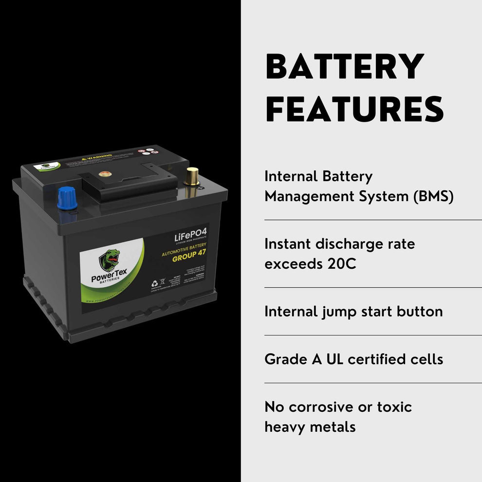 2022 Volkswagen Passat L4 2.0LReplacement Car Battery BCI Group 47 Lithium LiFePO4 Automotive Powertex Battery