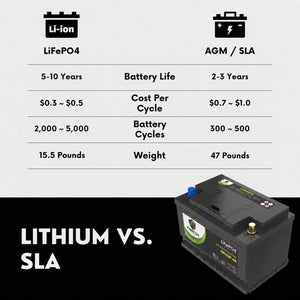 PowerTex Group 48 LiFePO4 automotive battery — LiFePO4 versus lead-acid comparison