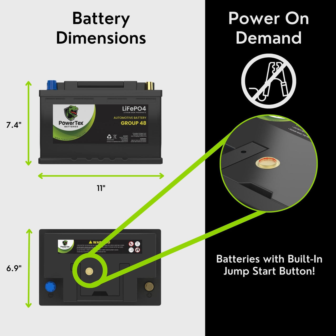2024 Ford F-150 V6 3.5L Replacement Car Battery BCI Group 48 Lithium LiFePO4 Automotive Powertex Battery