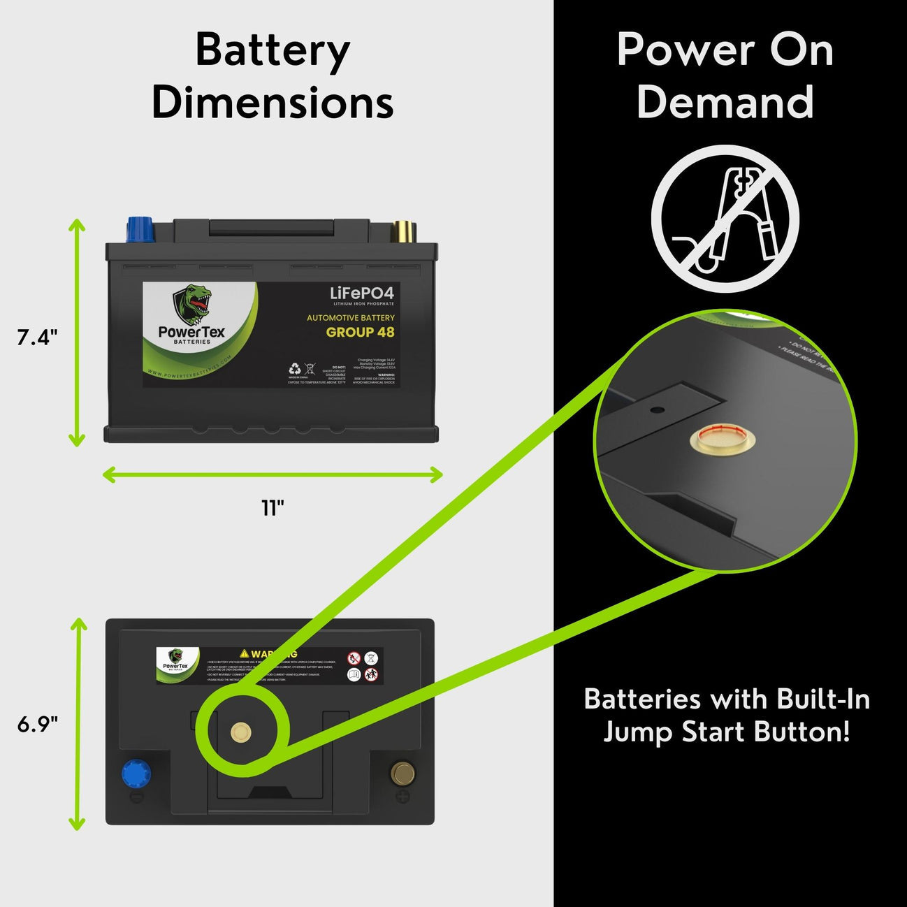 2022 GMC Sierra 1500 V8 5.3L Replacement Car Battery BCI Group 48 Lithium LiFePO4 Automotive Powertex Battery