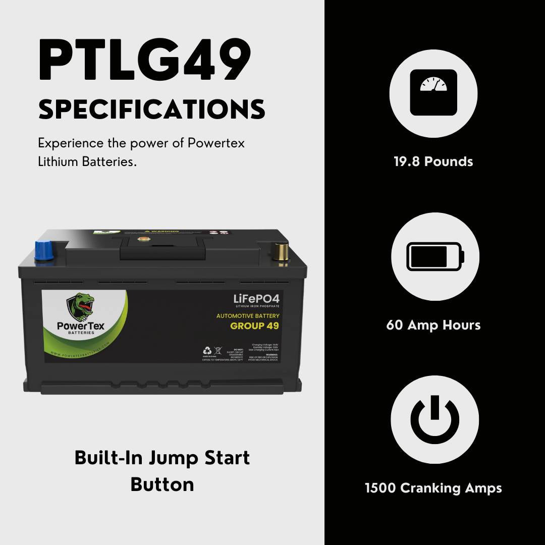 2023 BMW X7 V8 4.4LReplacement Car Battery BCI Group 49 Lithium LiFePO4 Automotive Powertex Battery