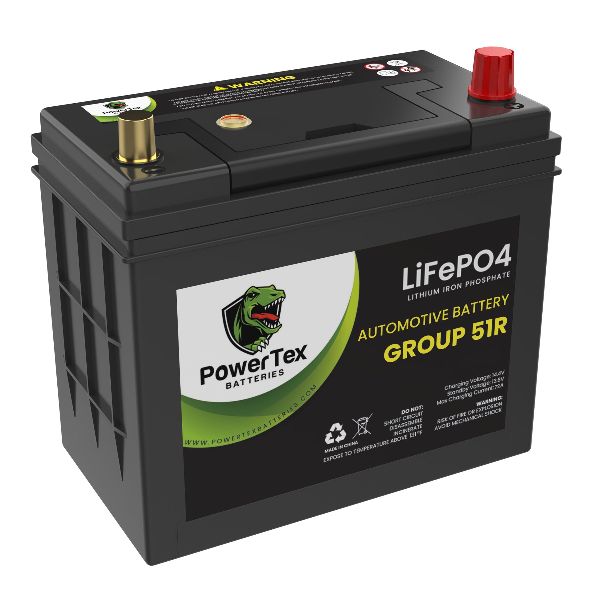 PowerTex Batteries BCI Group 51R Lithium LiFePO4 Automotive Battery