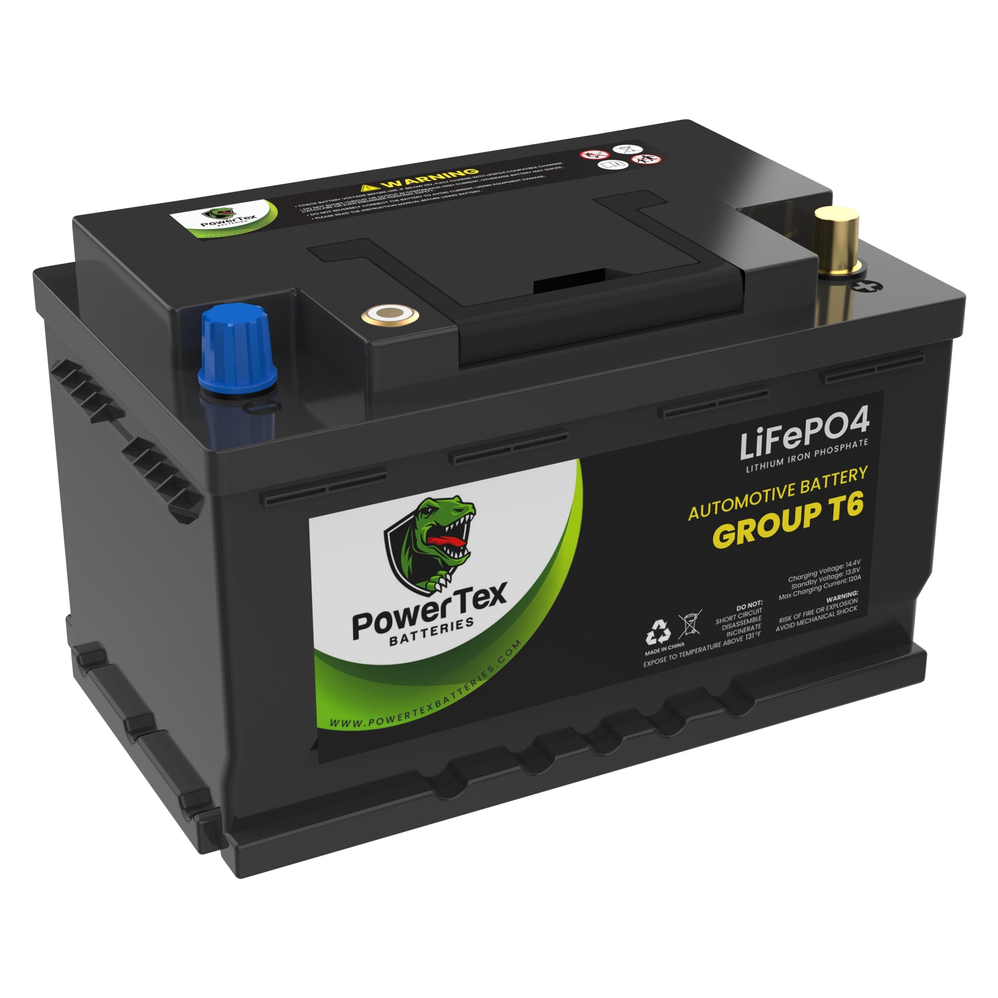 PowerTex Batteries BCI Group T6 / L2 Lithium LiFePO4 Automotive Battery