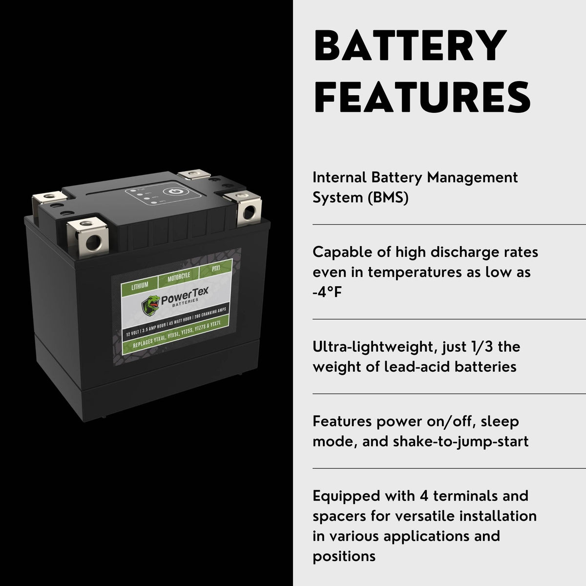 2003 Polaris 90cc Predator, Sportsman, Outlaw Replacement Motorcycle Battery YTZ7S Lithium LiFePO4 Powersport Battery