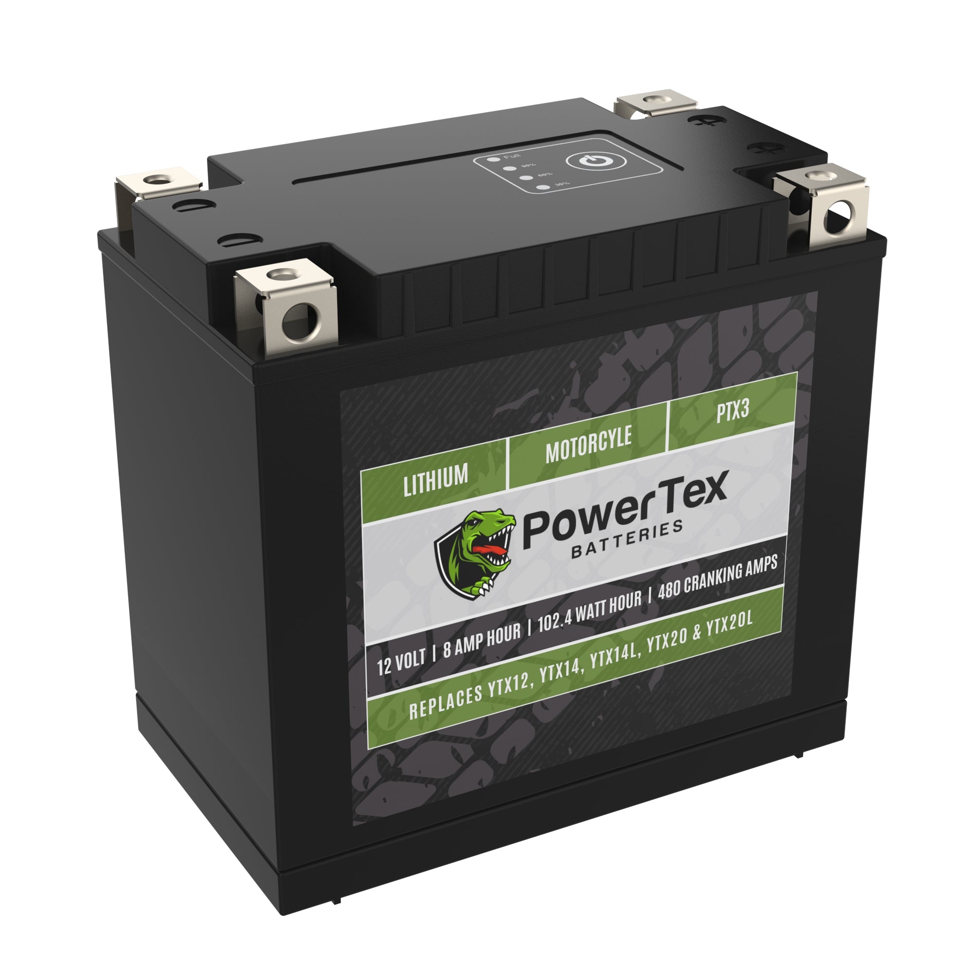 PowerTex Batteries YTX14H-BS LiFePO4 Lithium Iron Phosphate Motorcycle Battery