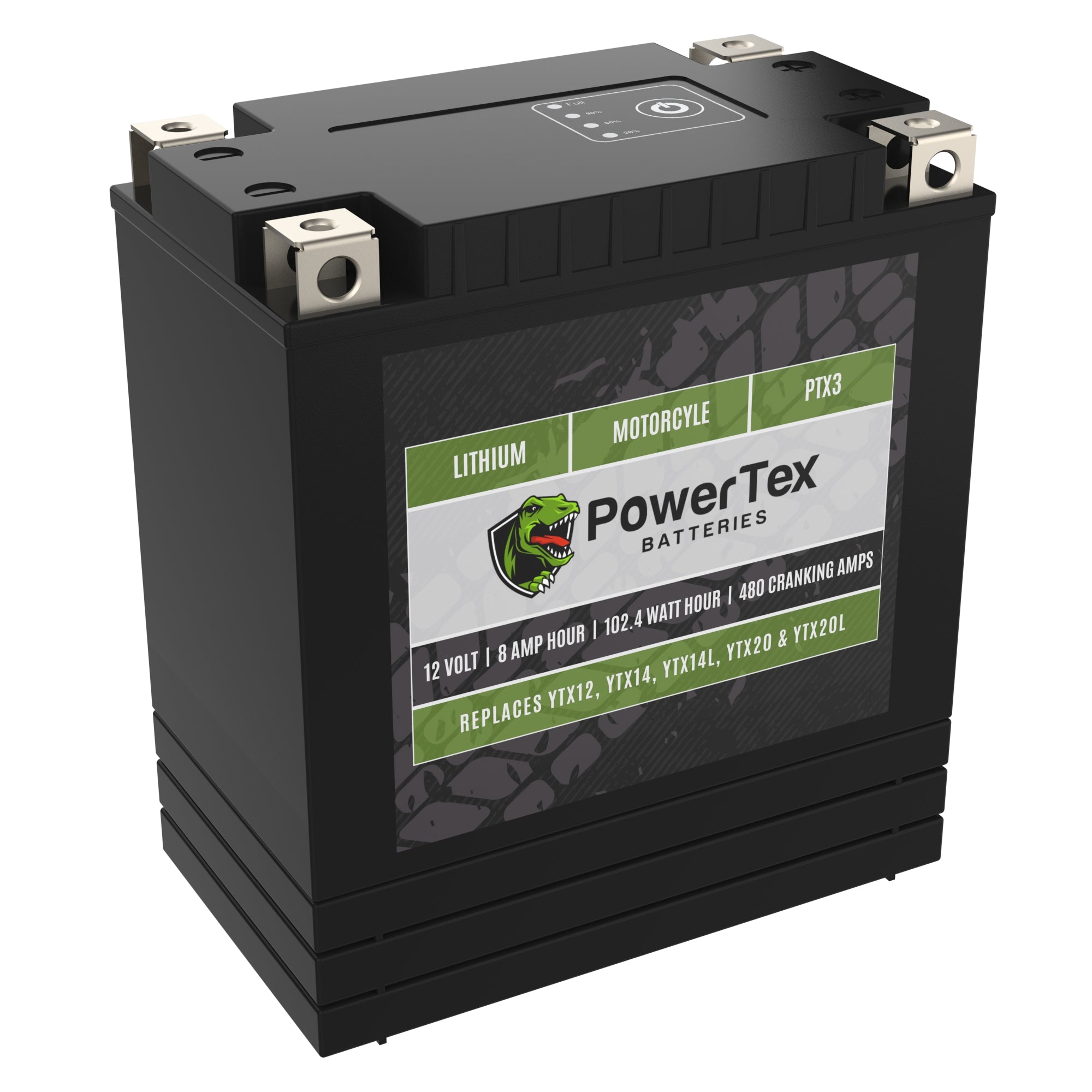 PowerTex Batteries YTX20CH-BS LiFePO4 Lithium Iron Phosphate Motorcycle Battery