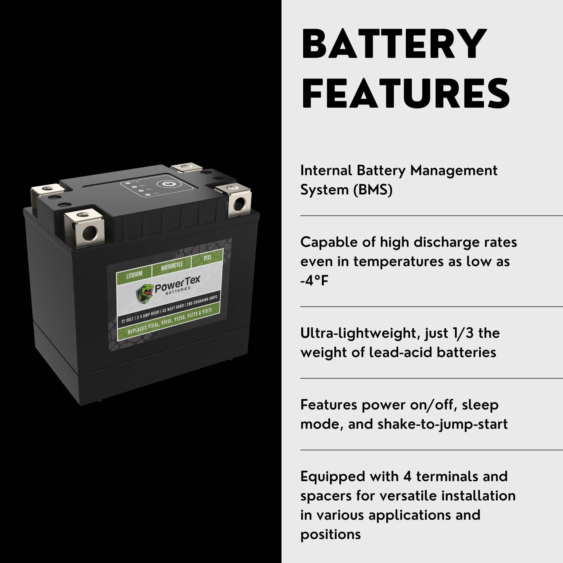 SKYRICH 12V Lithium Motorcycle Battery - Ultra Lightweight Replacement For YTZ5S & YTX5L-BS 10 thumbnail image