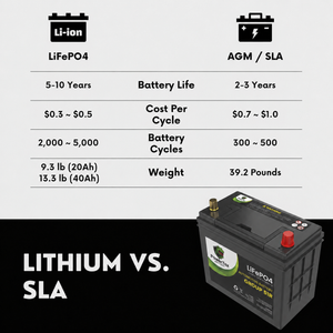 PowerTex Group 51R LiFePO4 automotive battery — LiFePO4 versus lead-acid comparison