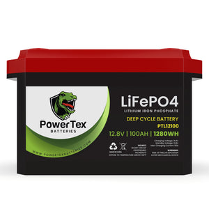 PowerTex Batteries 12V 100Ah Lithium Iron Phosphate LiFePO4 LFP Deep Cycle Rechargeable Battery