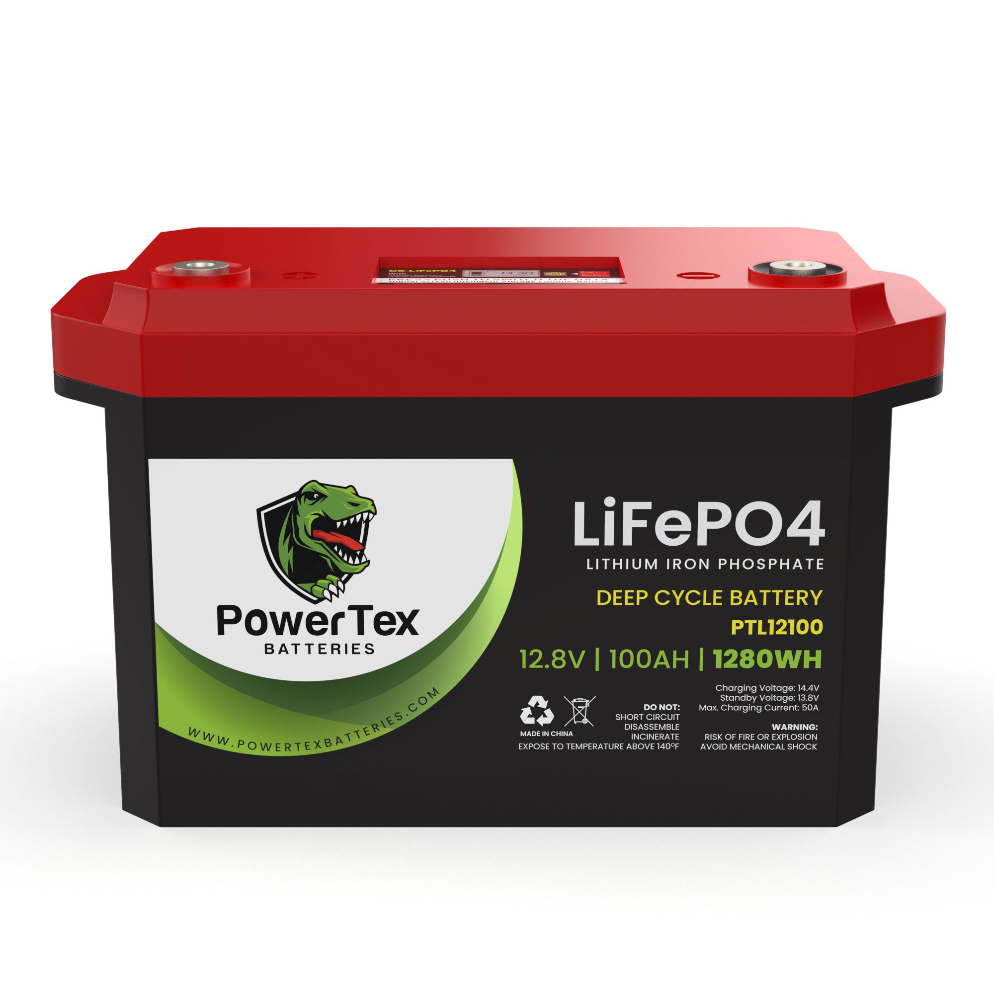 PowerTex Batteries 12V 100Ah Lithium Iron Phosphate LiFePO4 LFP Deep Cycle Rechargeable Battery