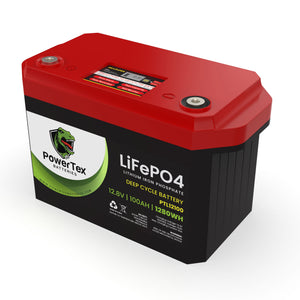 PowerTex Batteries 12V 100Ah Lithium Iron Phosphate LiFePO4 LFP Deep Cycle Rechargeable Battery