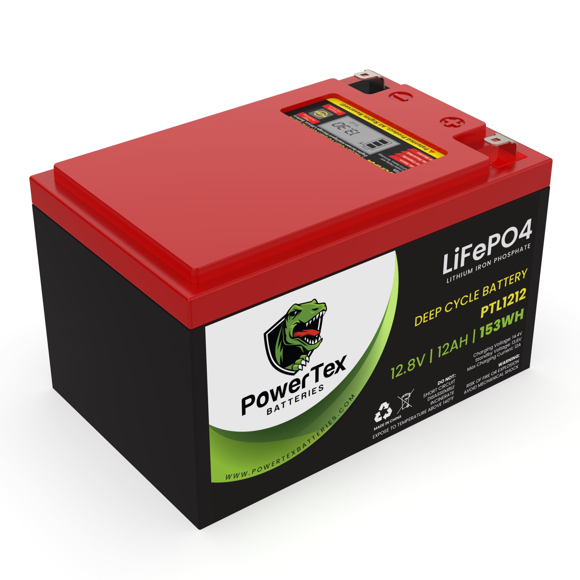 PowerTex Batteries 12V 12Ah LiFePO4 Lithium Iron Phosphate Battery