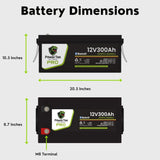 PowerTex Batteries 12V 300Ah Bluetooth Lithium Iron Phosphate LiFePO4 LFP Deep Cycle Rechargeable Battery