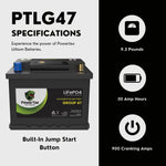 PowerTex Batteries BCI Group 47 / H5 Lithium LiFePO4 Automotive Battery