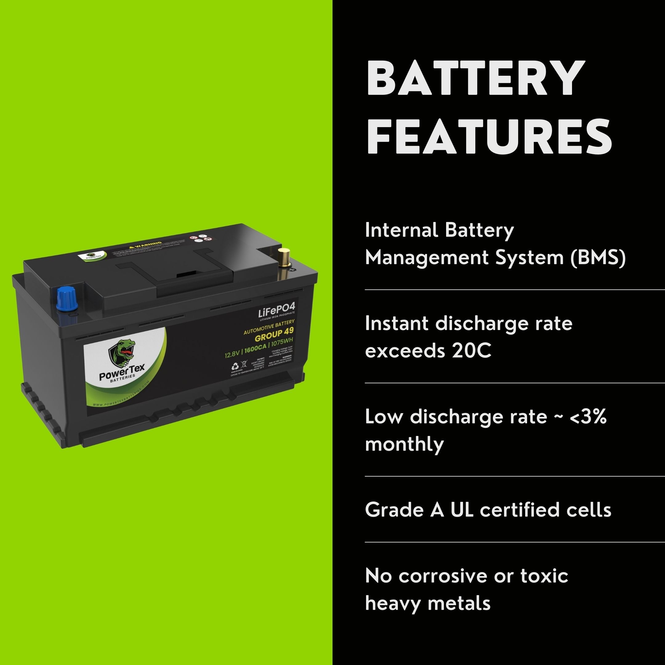 2012 Aston Martin Virage Car Batteries BCI Group 49 / H8 Lithium LiFePO4 Automotive Battery
