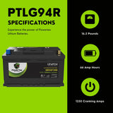 PowerTex Batteries Group 94R / H7 Lithium Ion LiFePO4 Automotive Battery Battery PowerTex Batteries