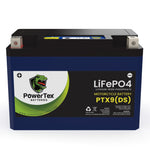 PowerTex Batteries YTX9 Lithium Ion LiFePO4 Motorcycle Battery Battery YTX9-BS Replacement 