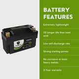 PowerTex Batteries YT7B Lithium Iron Phosphate LiFePO4 Motorcycle Battery YT7B-BS LFP Replacement