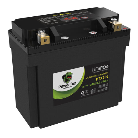 PowerTex Batteries YTX20L-BS Lithium Iron Phosphate LiFePO4 Motorcycle Battery YTX20L-BS Replacement