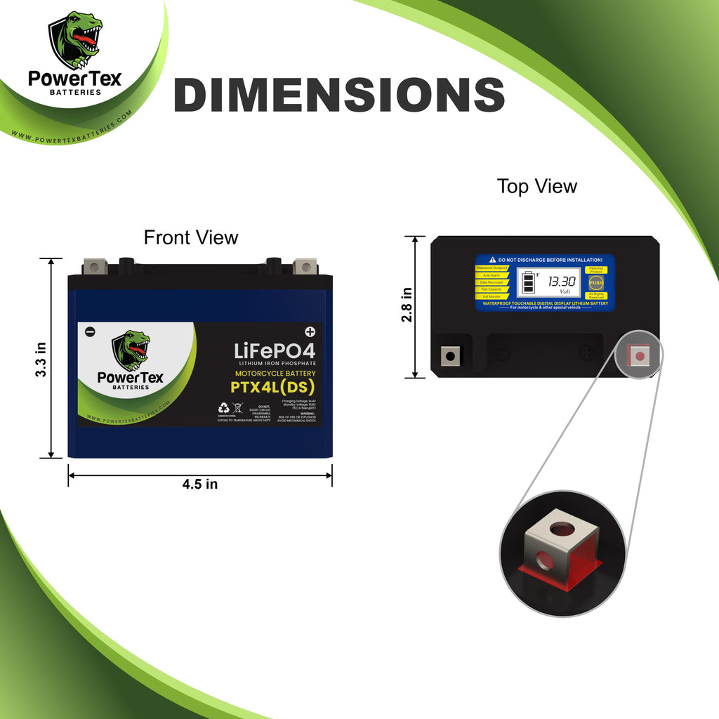 Powertex Ytx4l Bs Lifepo4 Lithium Iron Phosphate Motorcycle Battery Powertex Batteries 4024