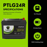 PowerTex Batteries Group 24R Lithium Ion LiFePO4 Automotive Battery Battery PowerTex Batteries